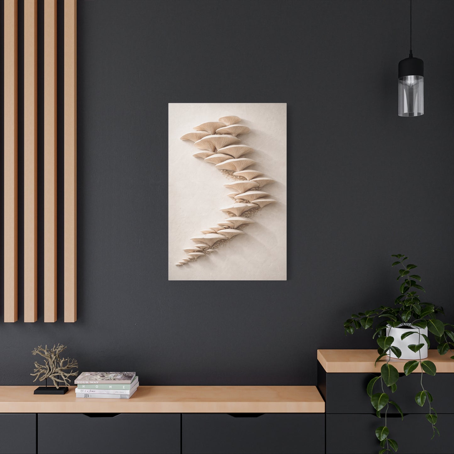 Minimalist Sculptural Oyster Mushroom Cascade Wall Art & Canvas Print