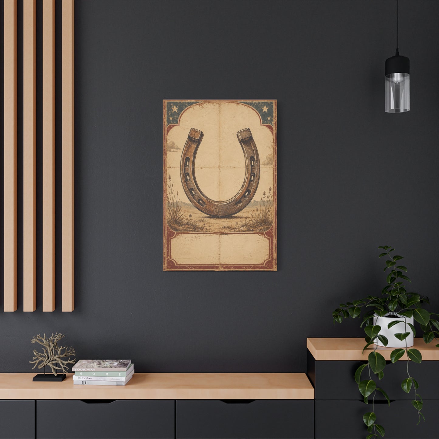 Rustic Horseshoe Frontier Poster Wall Art & Canvas Print