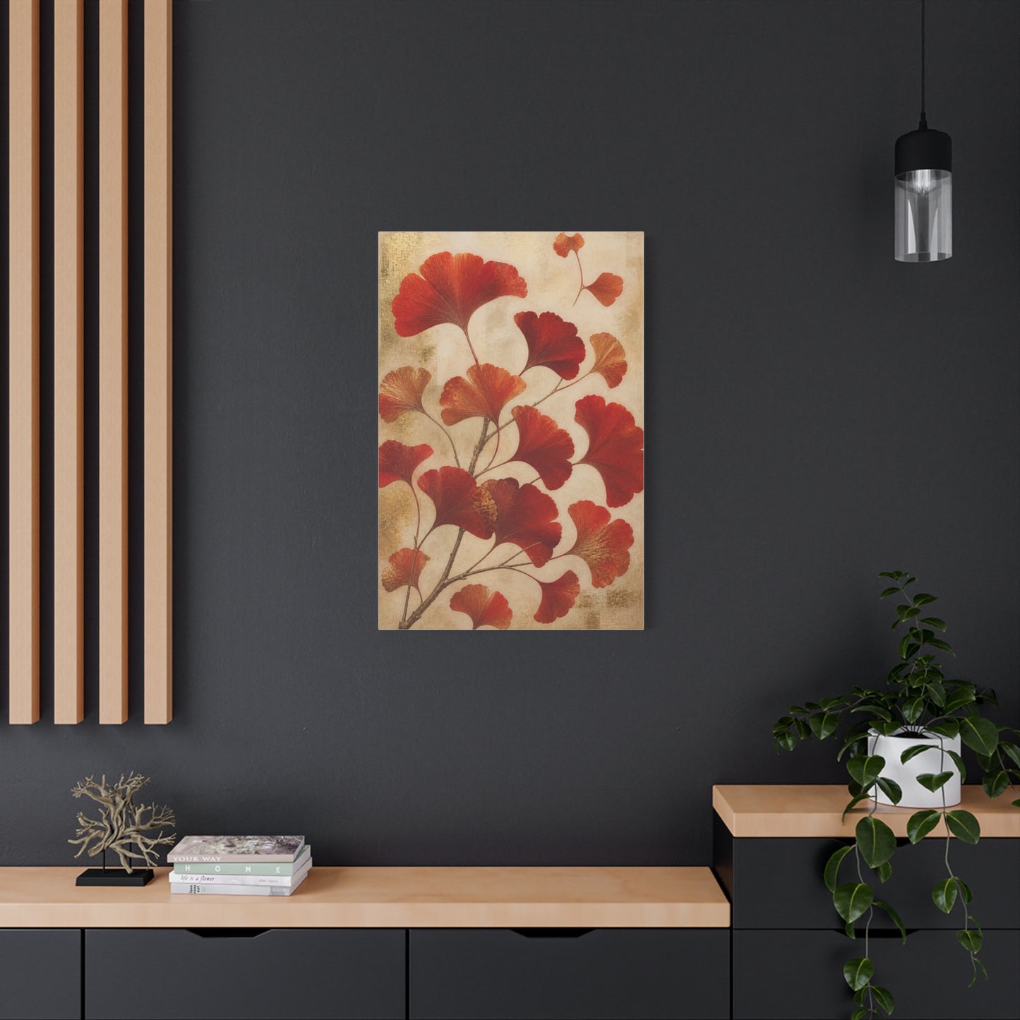 Red Ginkgo Botanical Composition Wall Art & Canvas Print