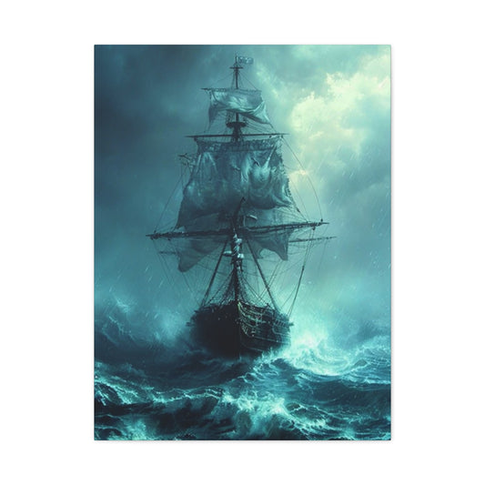 Sailing Ship In Dark Drawing Wall Art & Canvas Prints