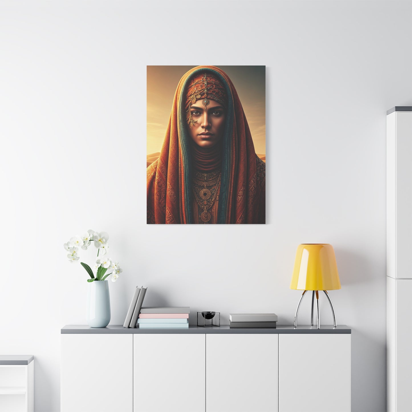 Desert Veil Woman Portrait Wall Art & Canvas Prints