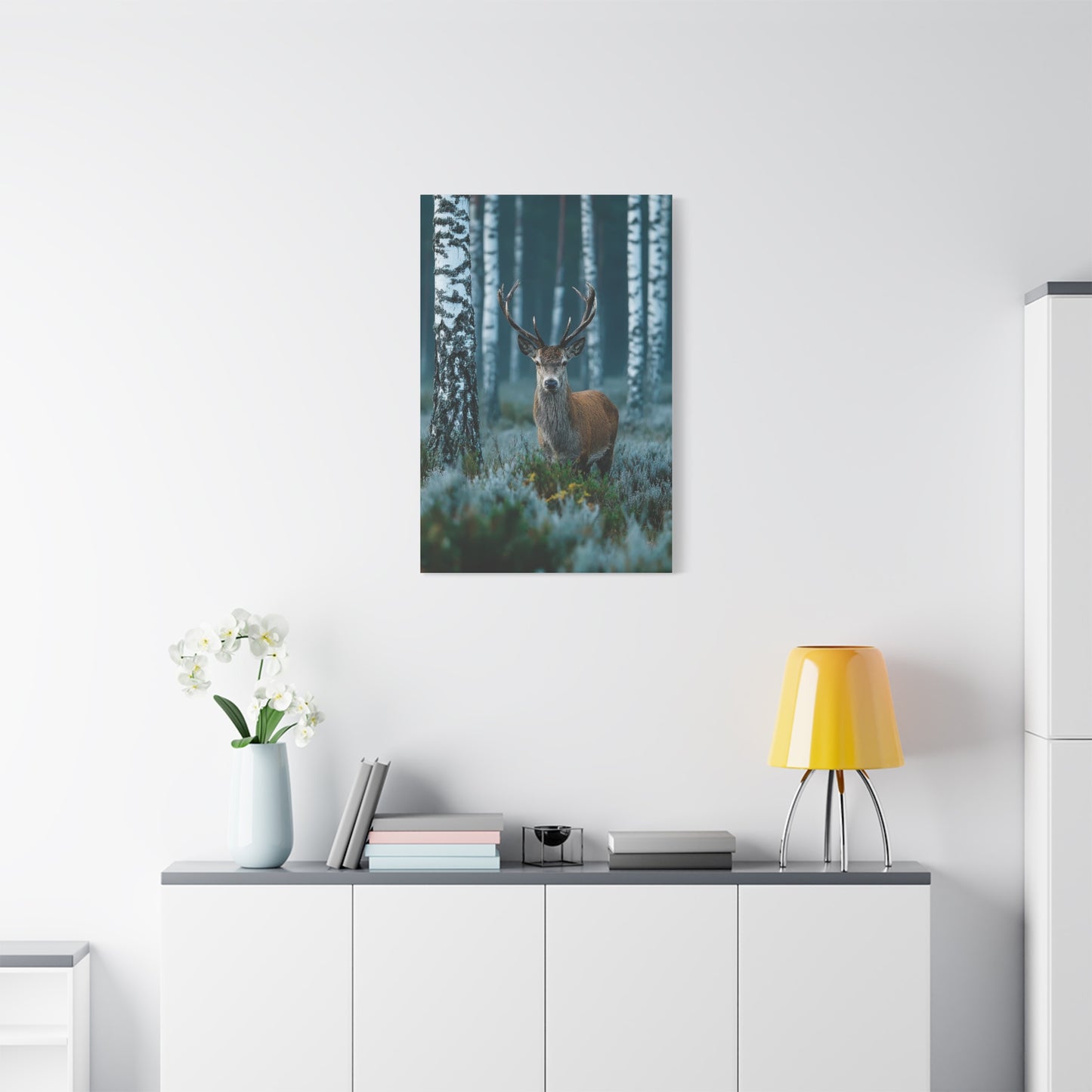 Scandinavian Woodland Stag Portrait Wall Art & Canvas Print