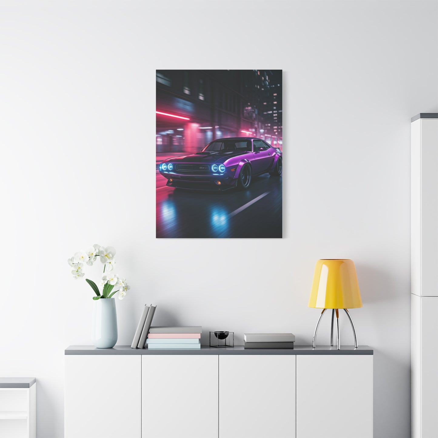 1970 Dodge Challenger Widebody Neon District Run Wall Art & Canvas Prints