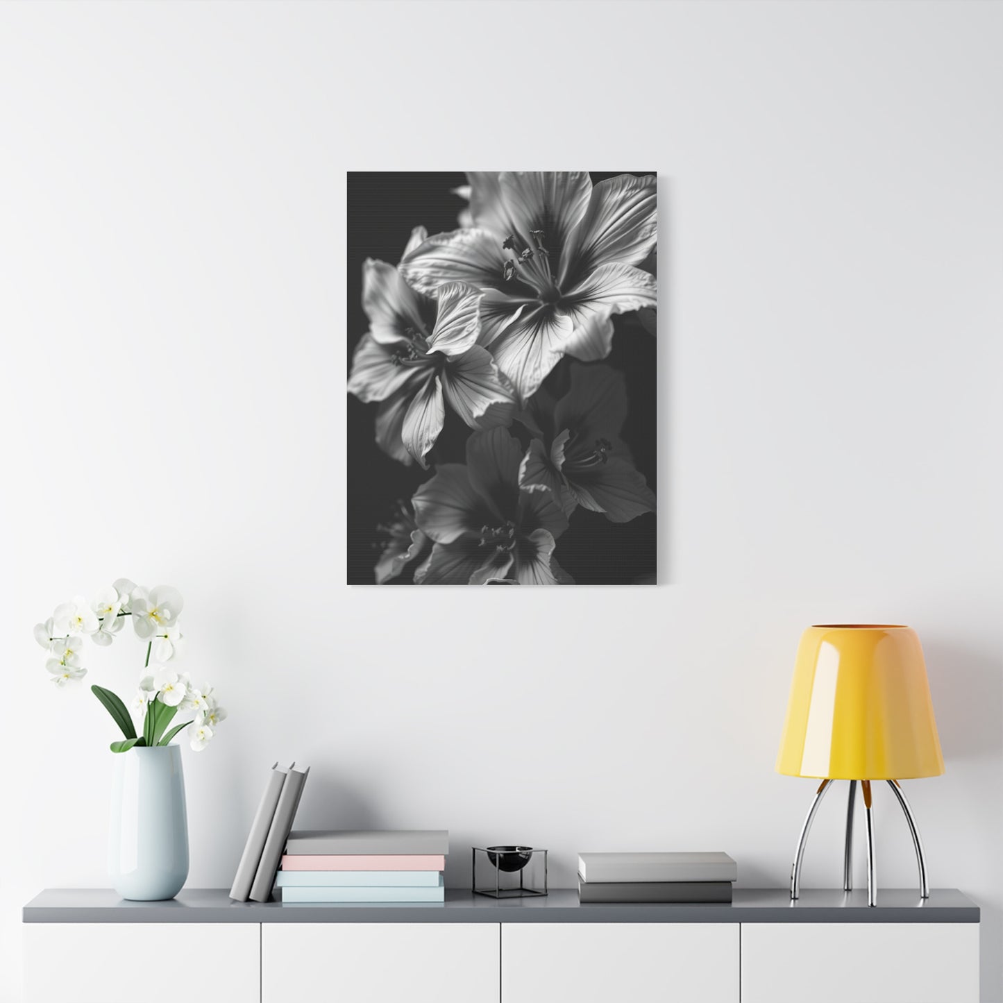Noir & Blanc Floral Symphony Wall Art & Canvas Print