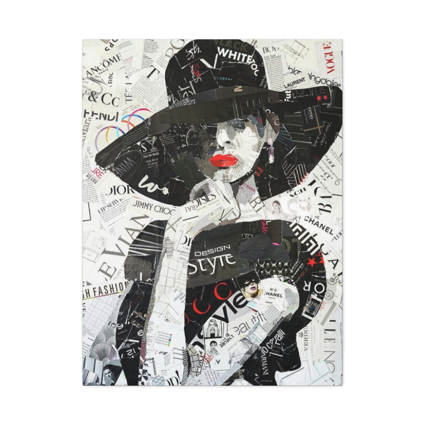 Women With Hat Painting Abstract Mixed Media Wall Art & Canvas Prints