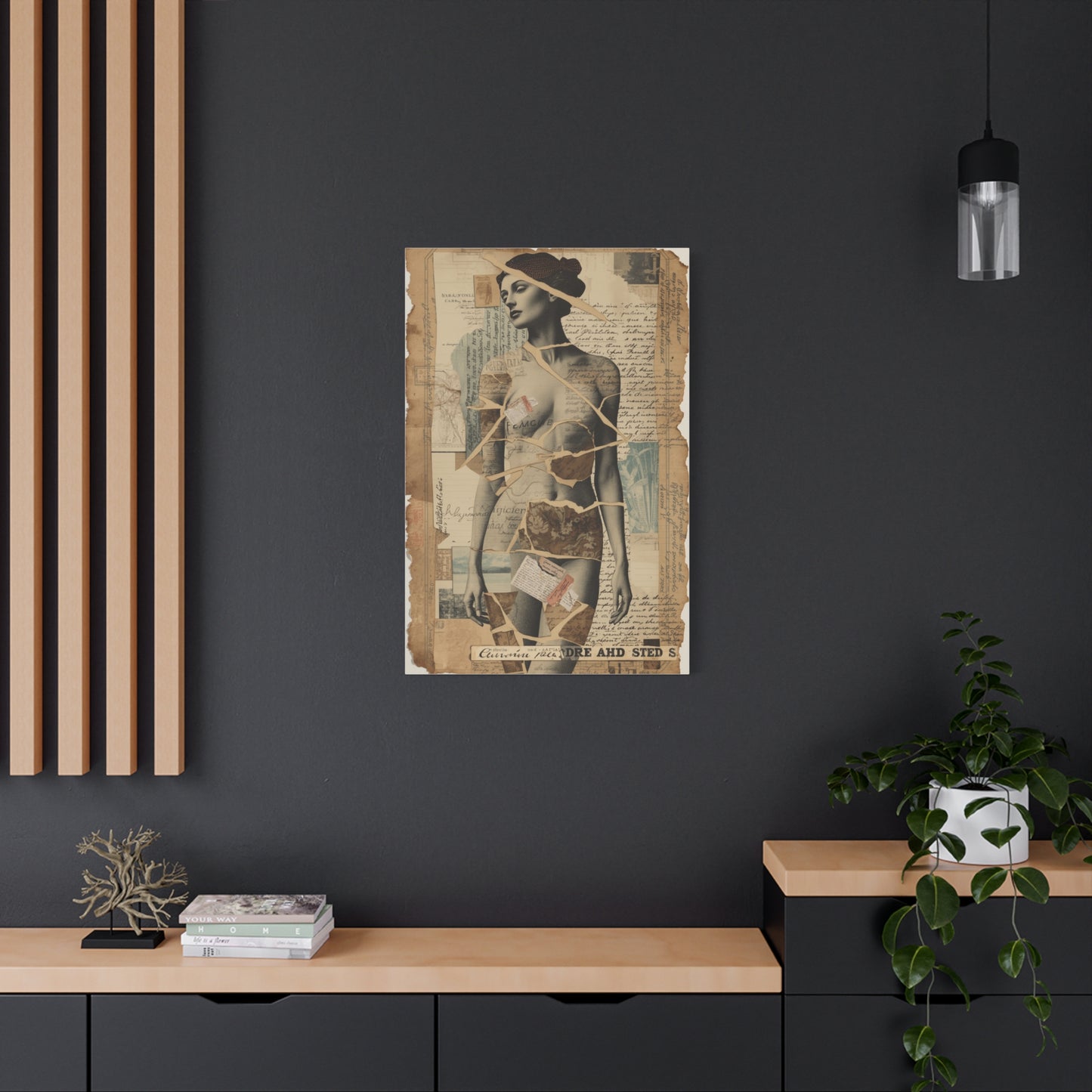 Mixed Media Collage Figure Wall Art & Canvas Print