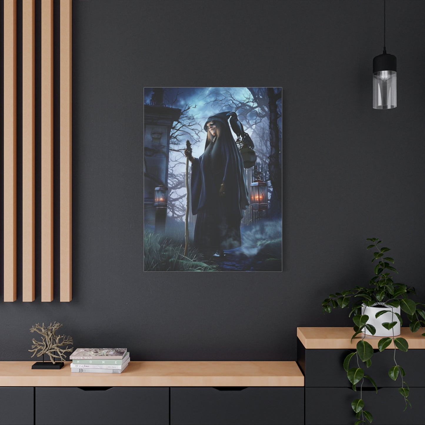 Witch with Raven Dark Fantasy Wall Art & Canvas Print