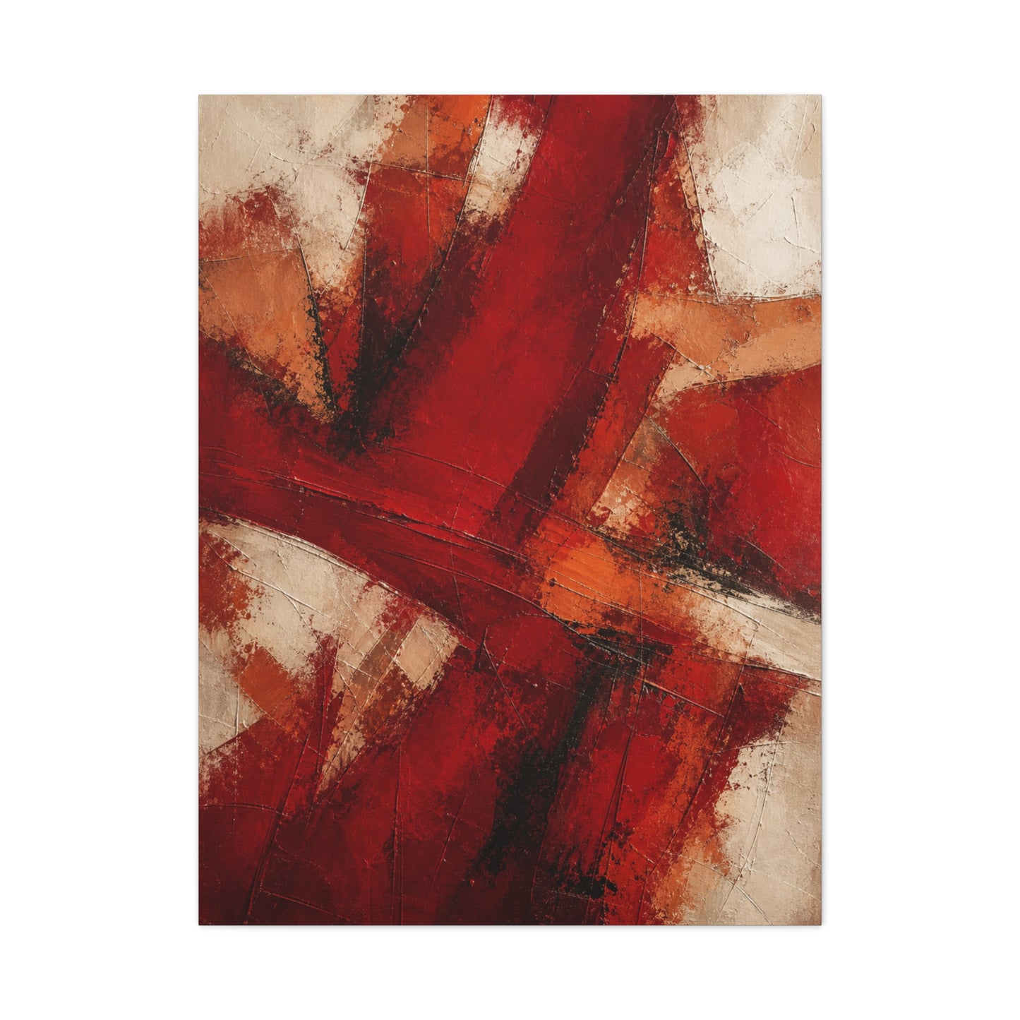 Abstract Crimson Cross Composition Wall Art & Canvas Print