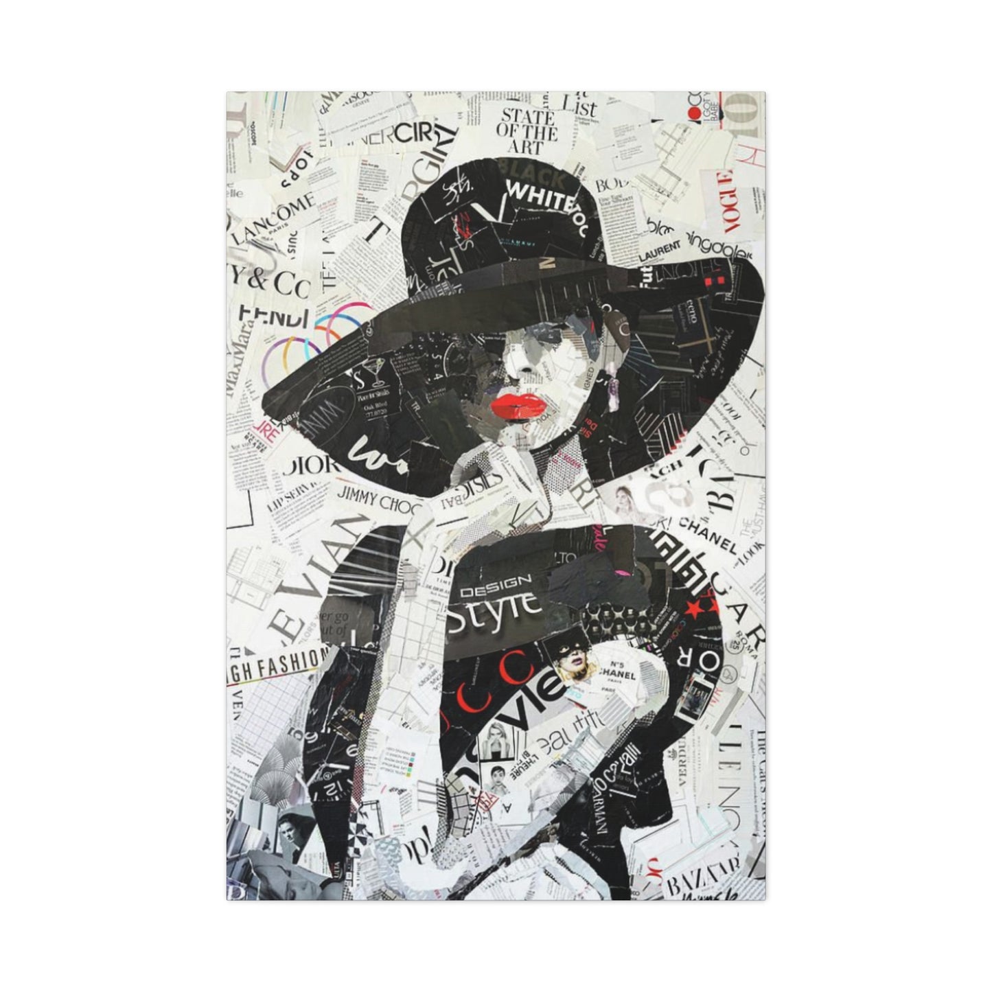 Women With Hat Painting Abstract Mixed Media Wall Art & Canvas Prints