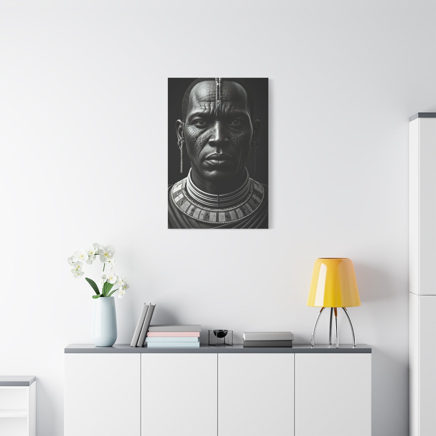 Tribal Elder with Ornamental Collar Wall Art & Canvas Prints