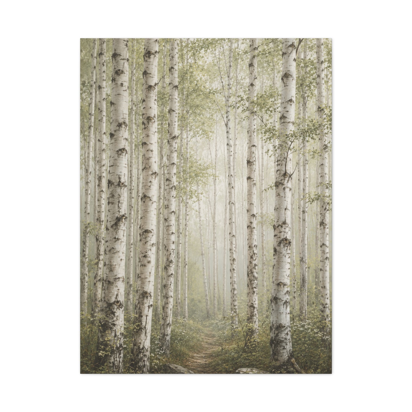 Light Birch Woodland Minimal Landscape Trees Wall Art & Canvas Print
