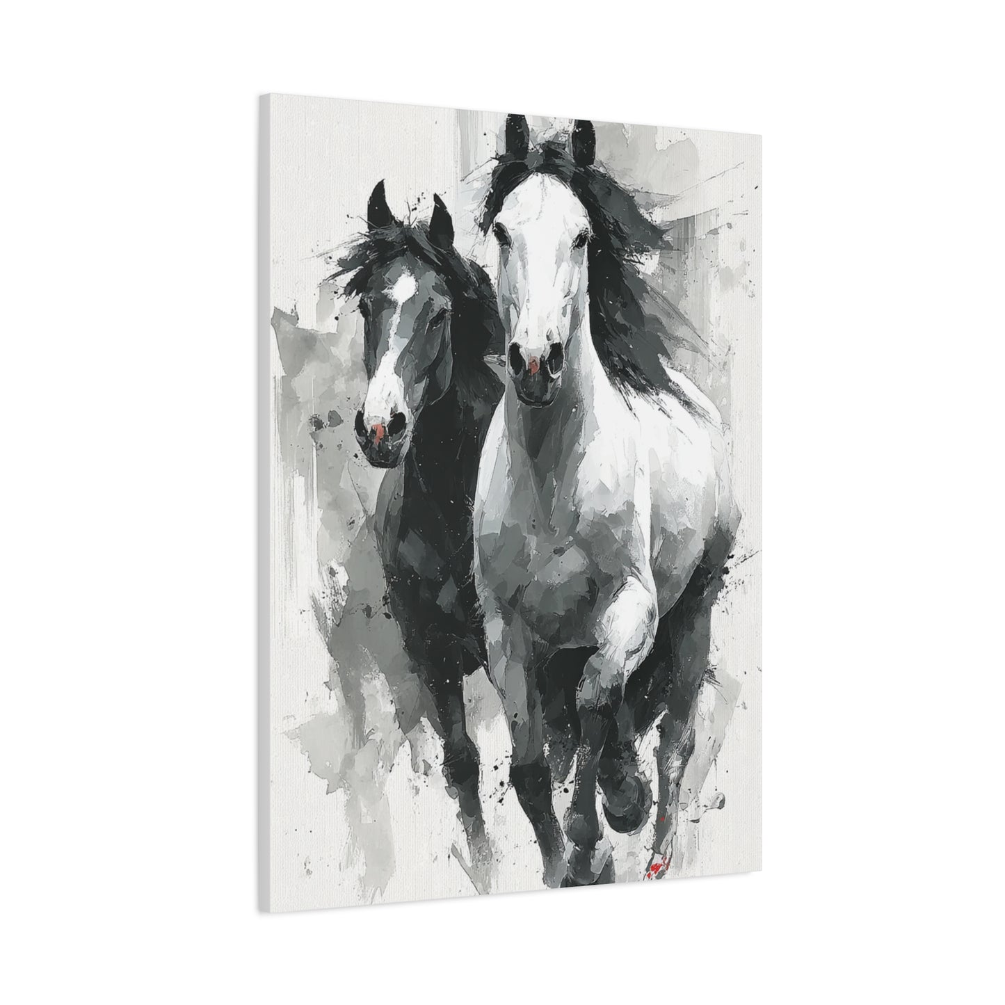 Monochrome Running Horses Abstract Wall Art & Canvas Print