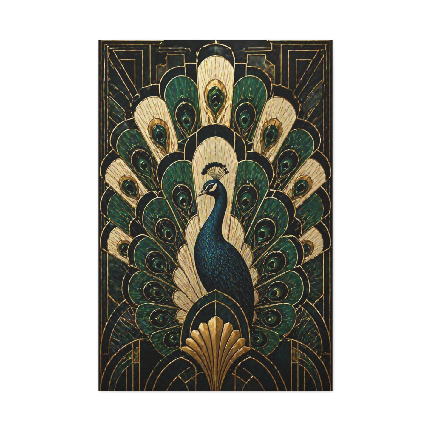 Art Deco Peacock Fan Composition Wall Art & Canvas Print