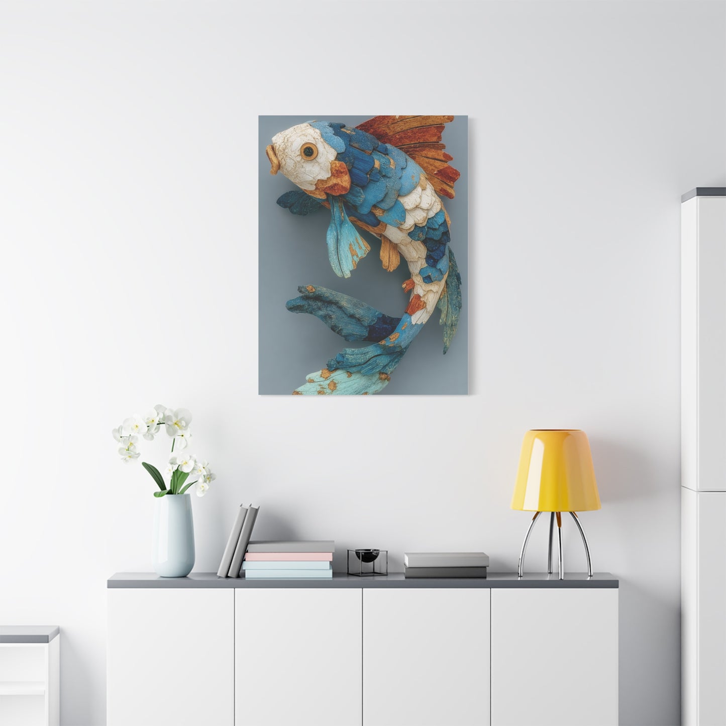 Driftwood Koi Sculpture Wall Art & Canvas Print