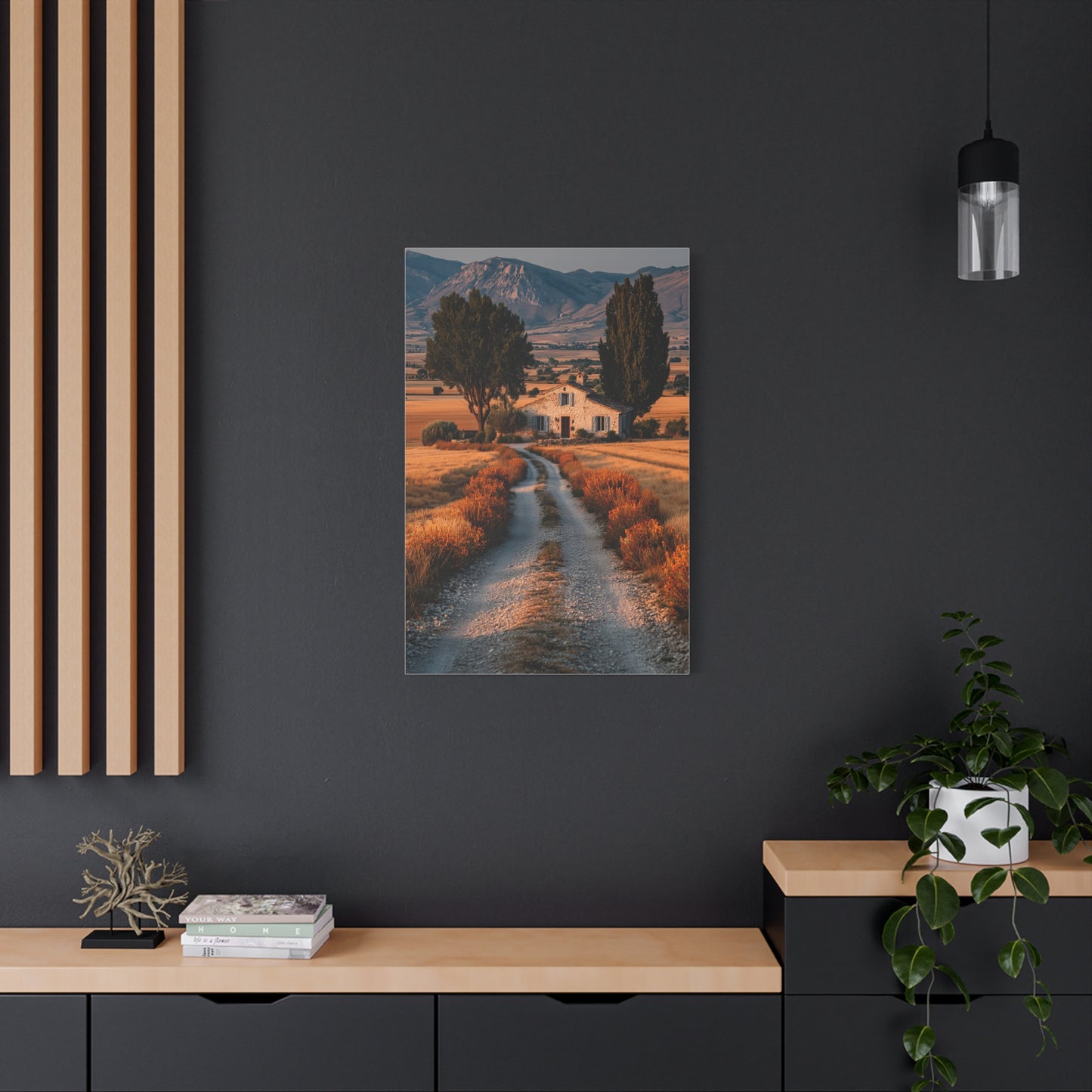 Farmhouse Gravel Lane Countryside Wall Art & Canvas Print