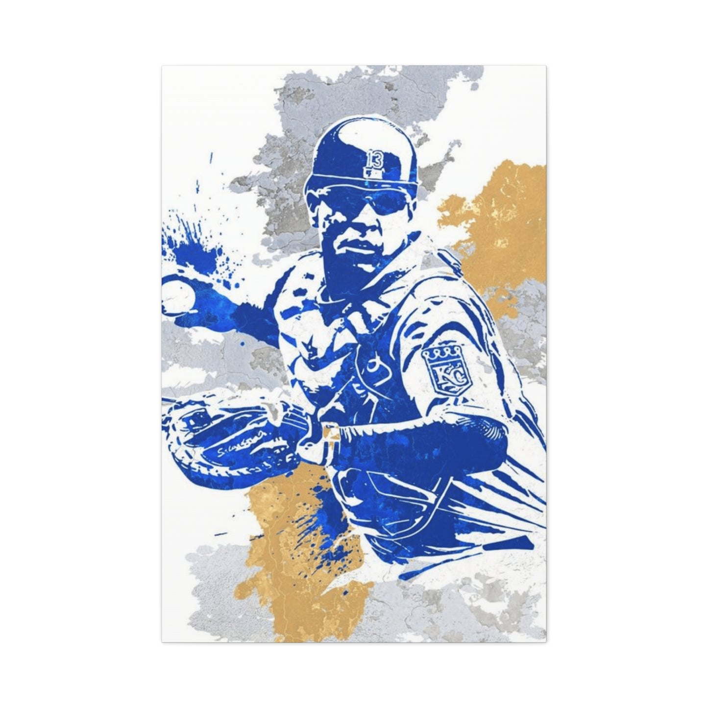 Baseball Fielder Splash Painting Wall Art & Canvas Prints
