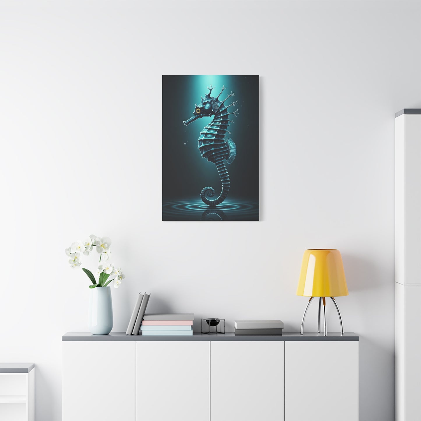 Seahorse in the Deep Blue Ocean Wall Art & Canvas Prints