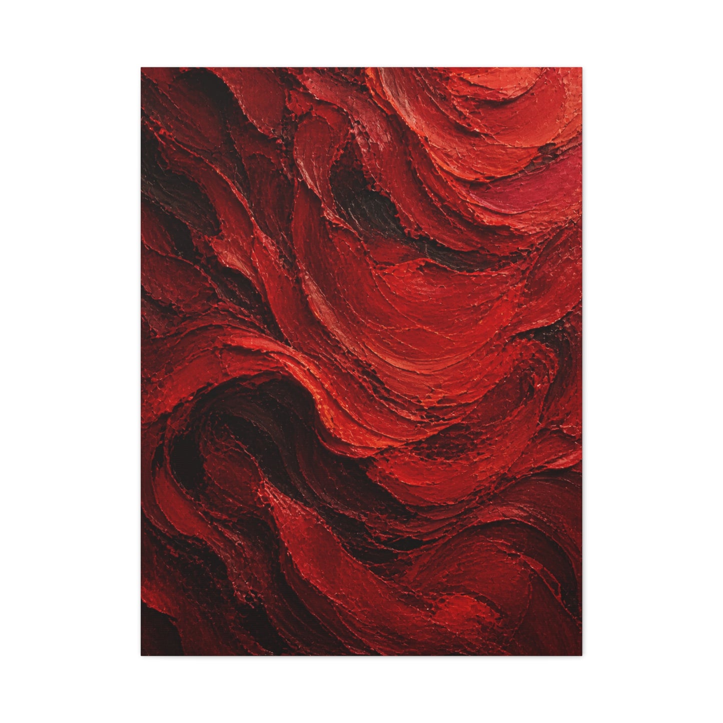 Crimson Wave Impasto Texture Wall Art & Canvas Print