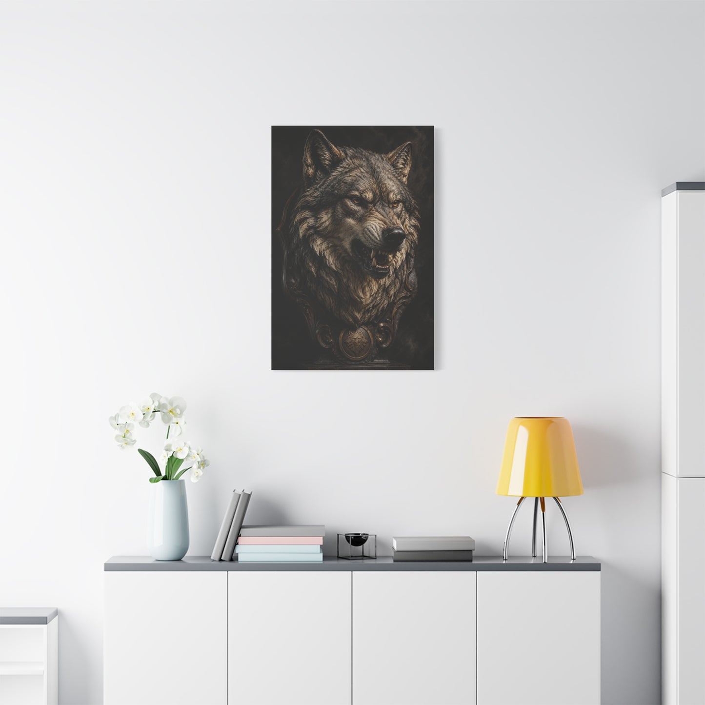 Baroque Gothic Wolf Head Sculpture Portrait Wall Art & Canvas Print
