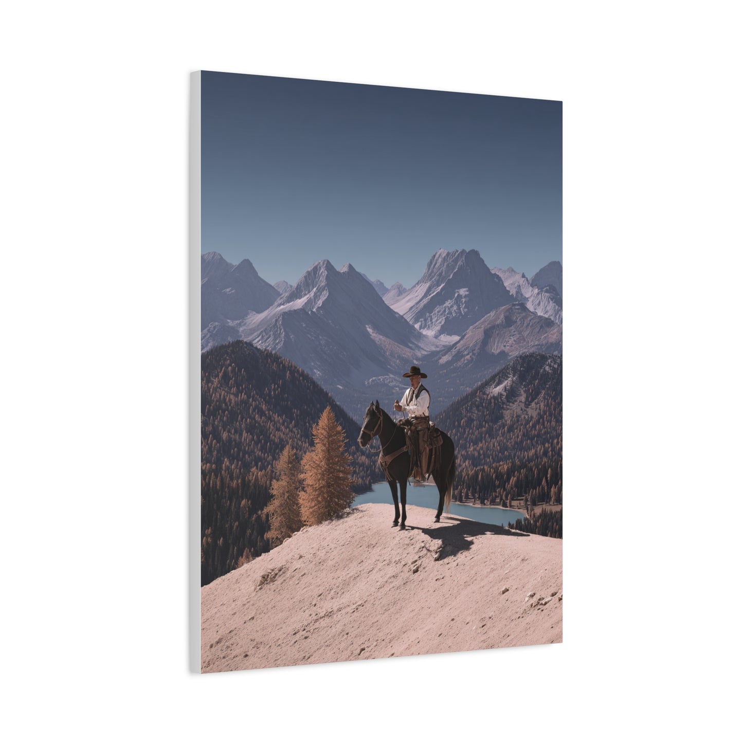 Mountain Overlook Cowboy Wall Art & Canvas Print