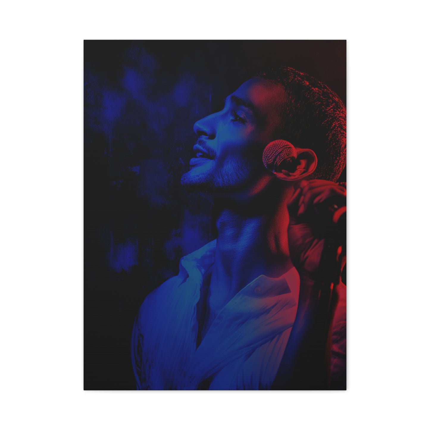 Monochrome Singer Stage Light Portrait Wall Art & Canvas Print