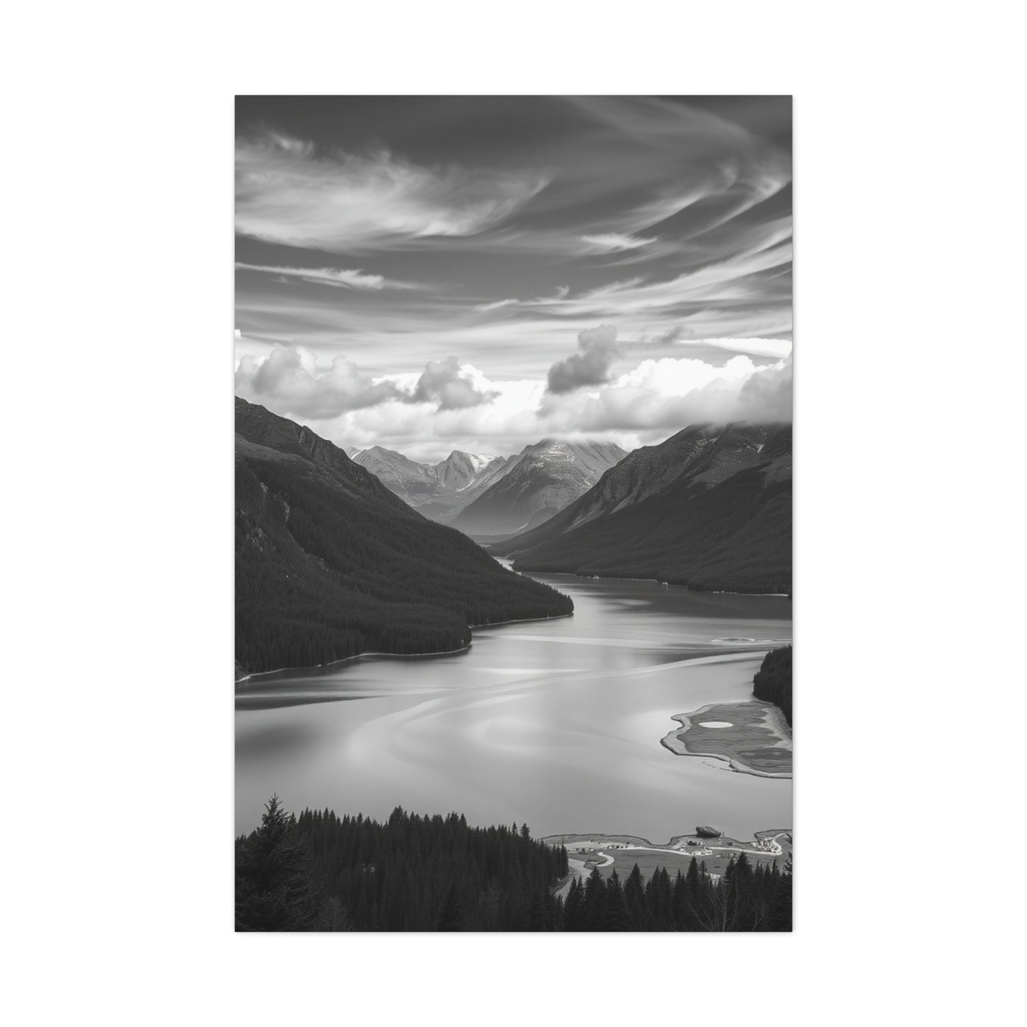 Masterpiece Black & White Scenic Landscapes Art Vision Wall Art & Canvas Print