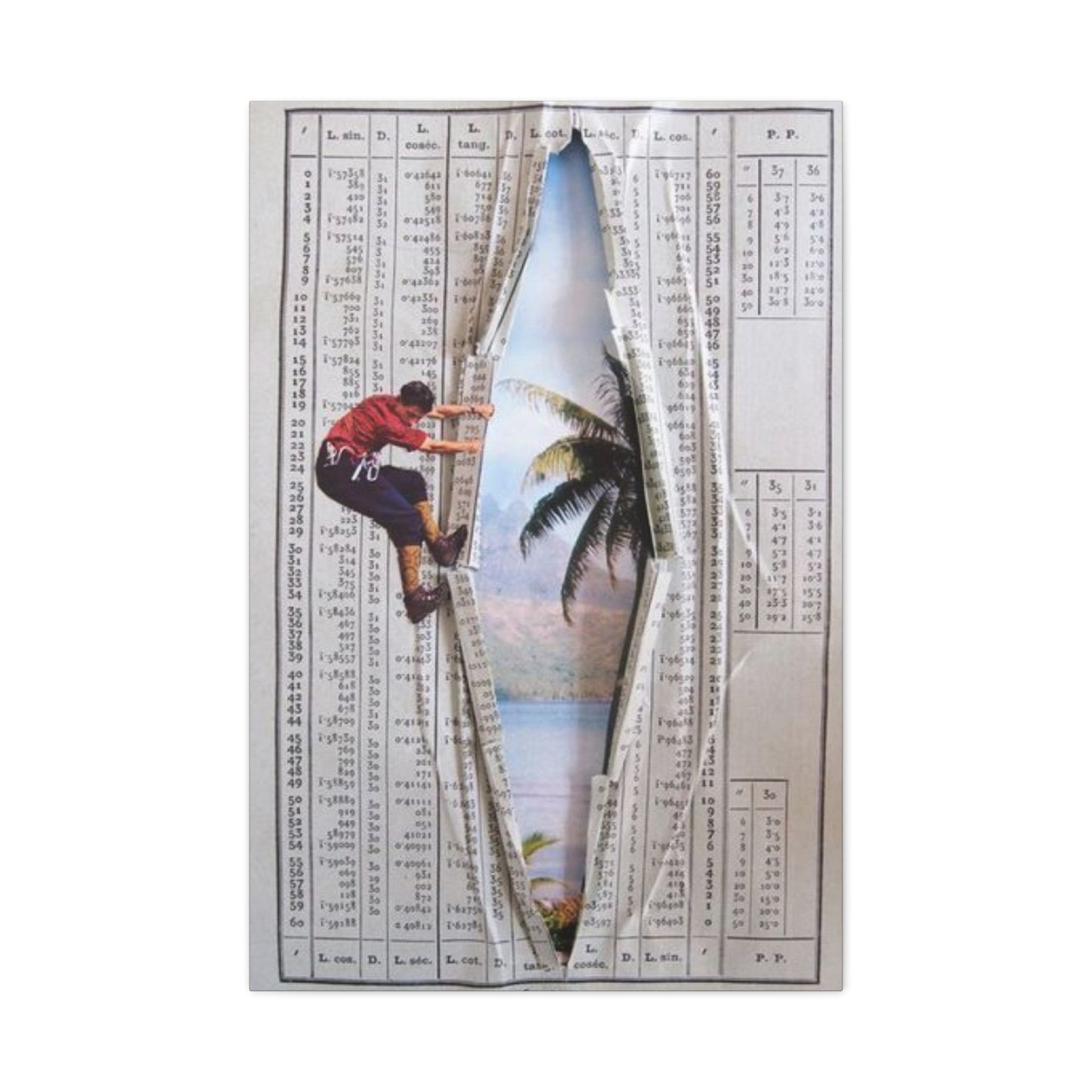 Man Tearing Paper Abstract Mixed Media Wall Art & Canvas Prints