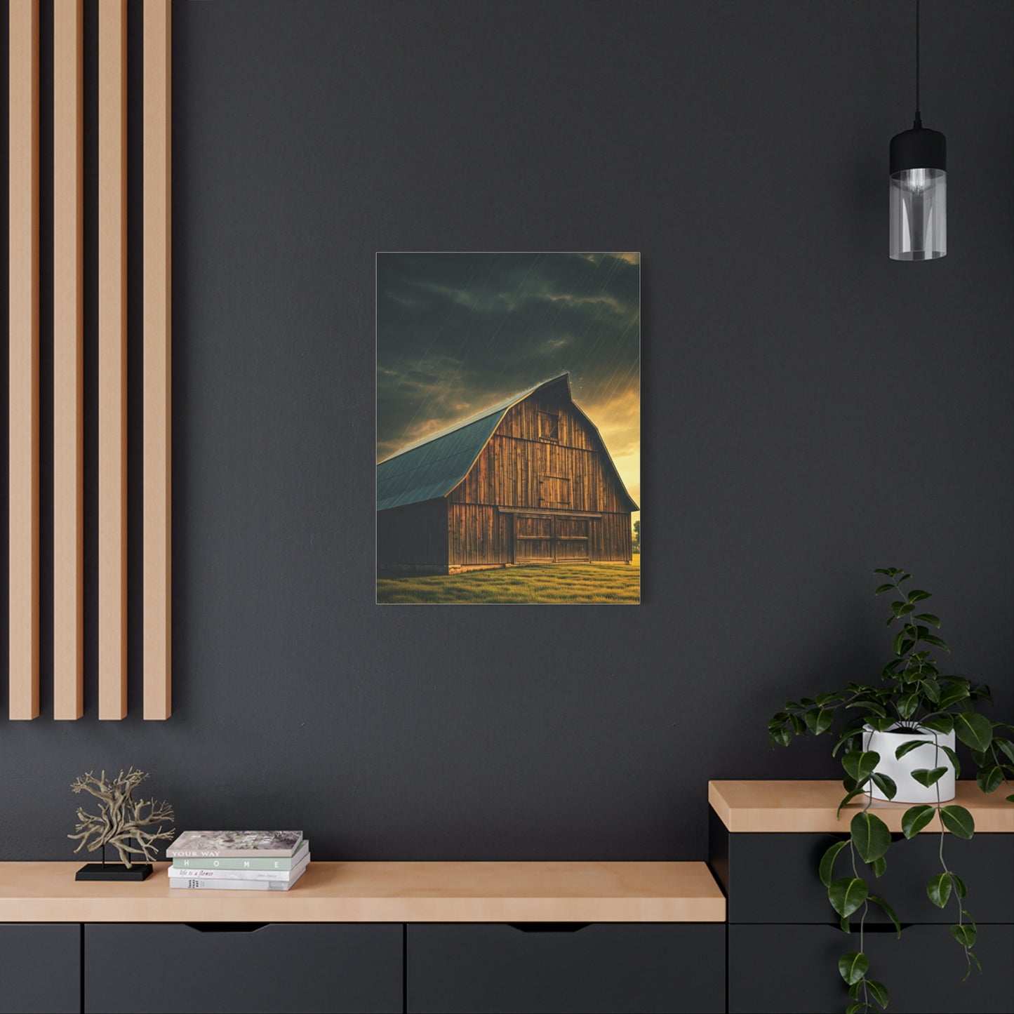 Rainfall on the Quiet Barn Wall Art & Canvas Prints