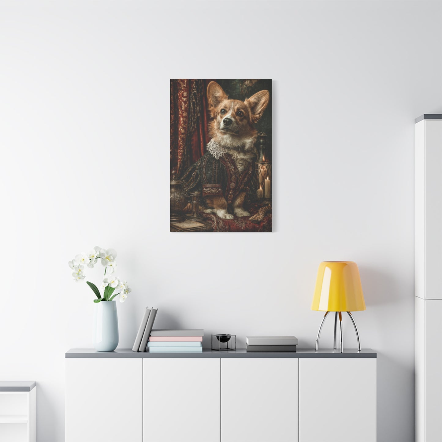 Aristocratic Corgi in Renaissance Attire Wall Art & Canvas Print