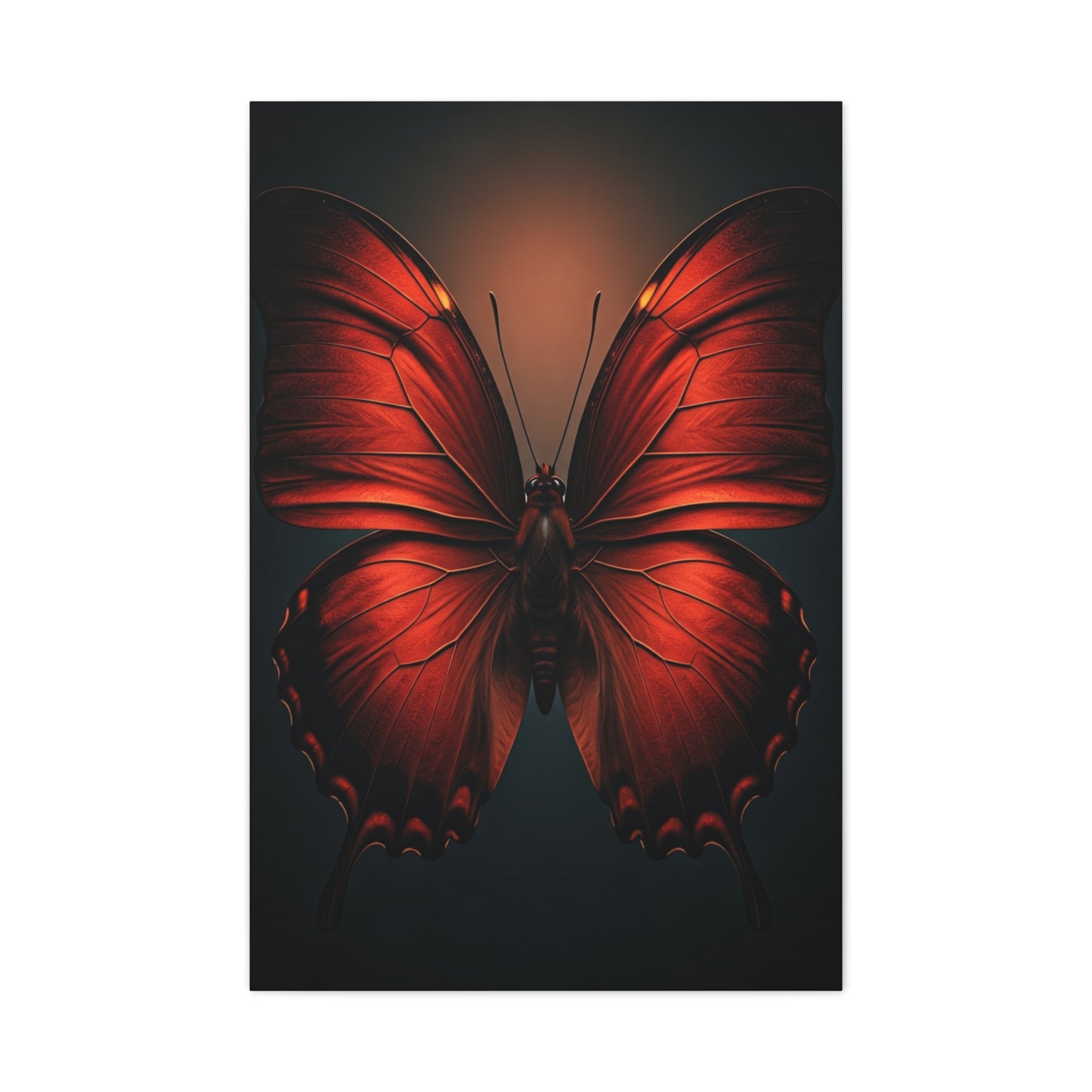 Crimson Ember Butterfly Symmetry Wall Art & Canvas Prints