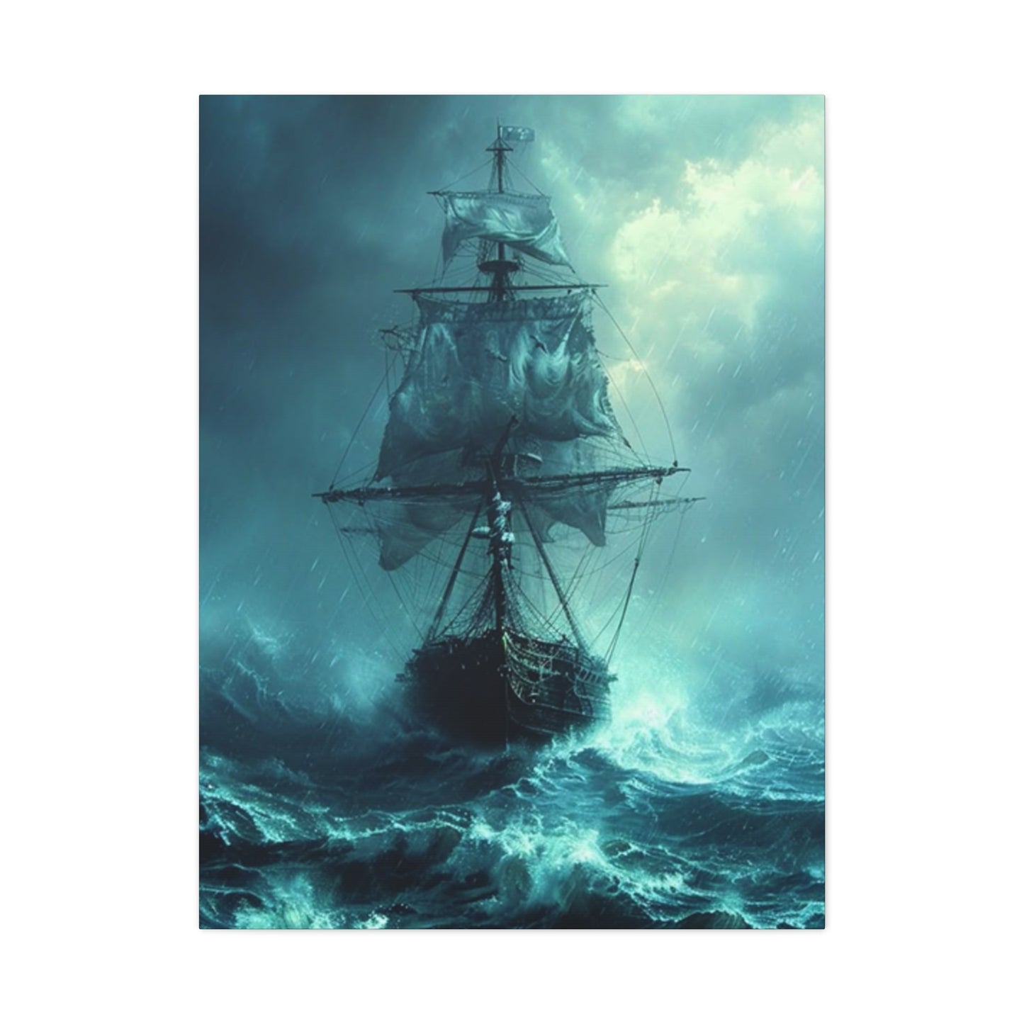 Sailing Ship In Dark Drawing Wall Art & Canvas Prints