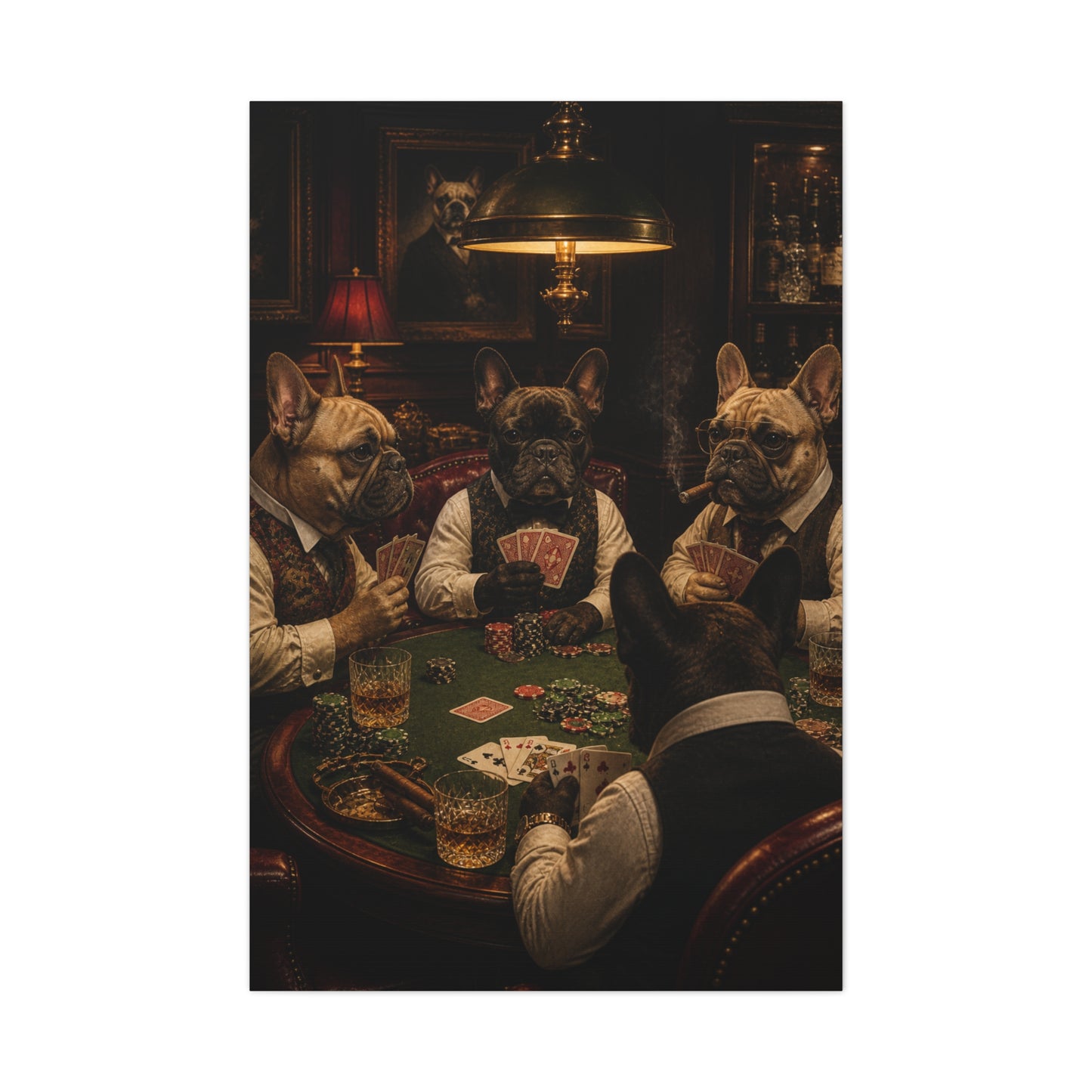 French Bulldog Poker Club Wall Art & Canvas Print