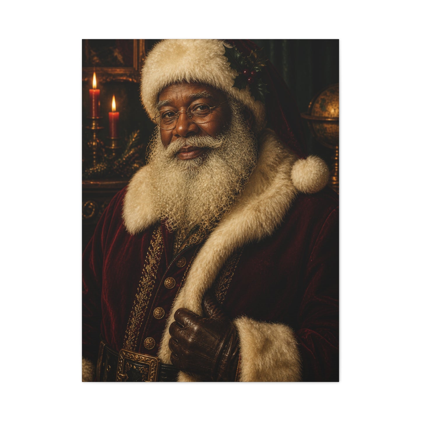 Elegant Black Santa Portrait Wall Art & Canvas Print
