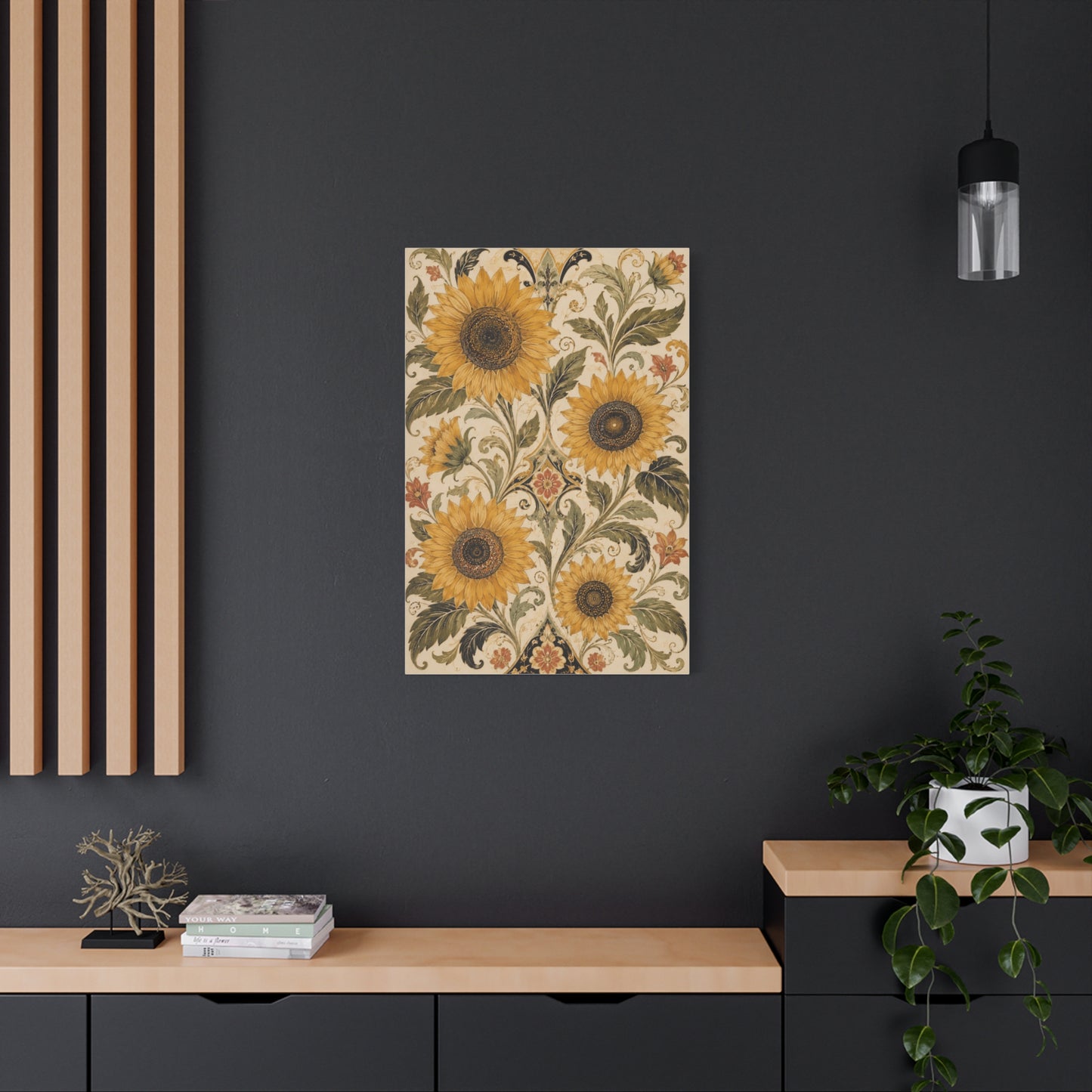 Ornate Floral Sunflower Tapestry Wall Art & Canvas Print