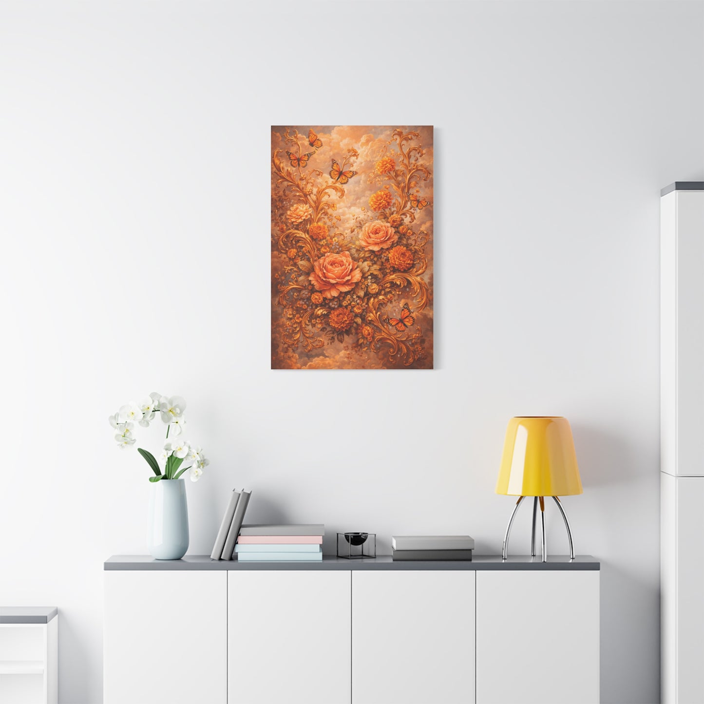 Baroque Orange Botanical Arrangement Wall Art & Canvas Print
