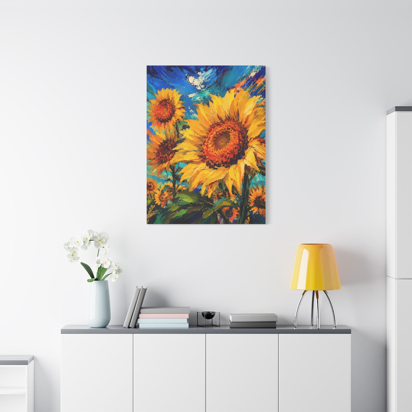 Contemporary Impressionist Sunflower Painting Wall Art & Canvas Print