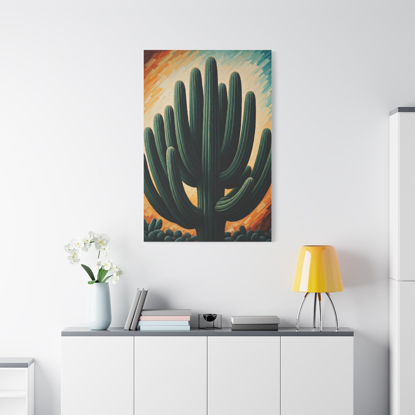 Textured Desert Saguaro Illustration Wall Art & Canvas Prints