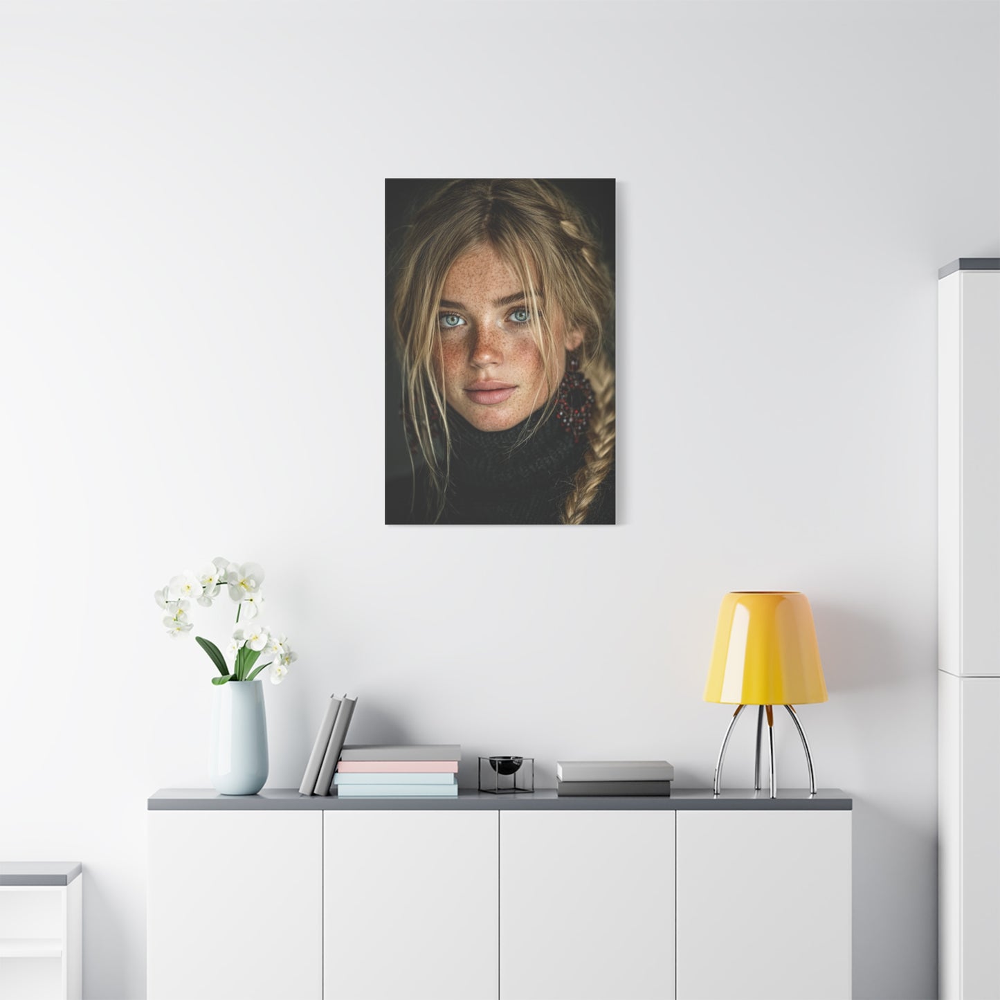 Blonde Muse Garnet Earring Portrait Wall Art & Canvas Print