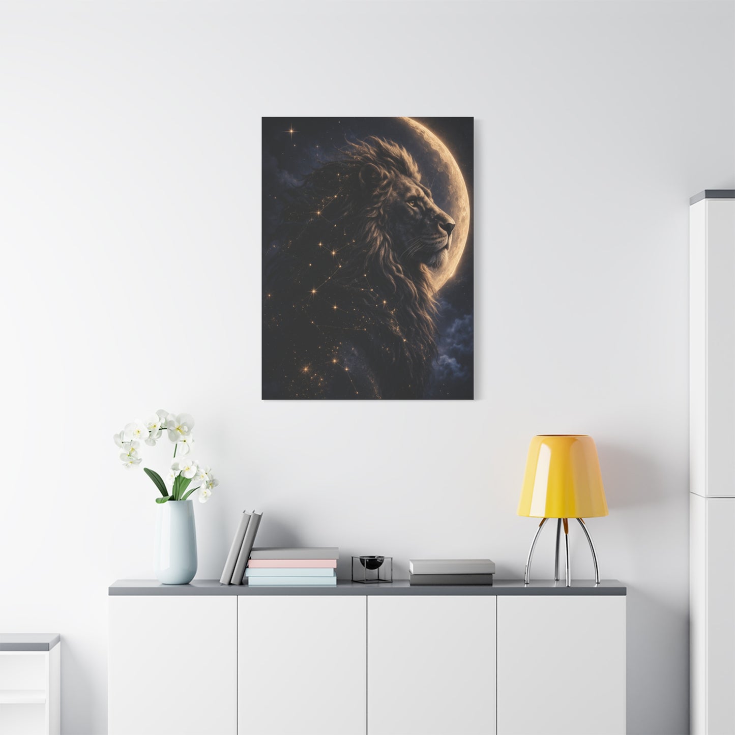 Celestial Lion Moon Constellation Wall Art & Canvas Print