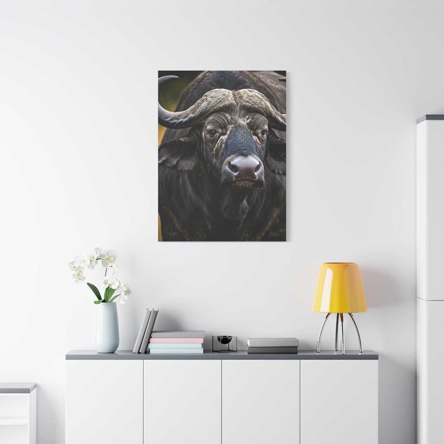 Mud-Covered Water Buffalo Close-Up Wall Art & Canvas Print