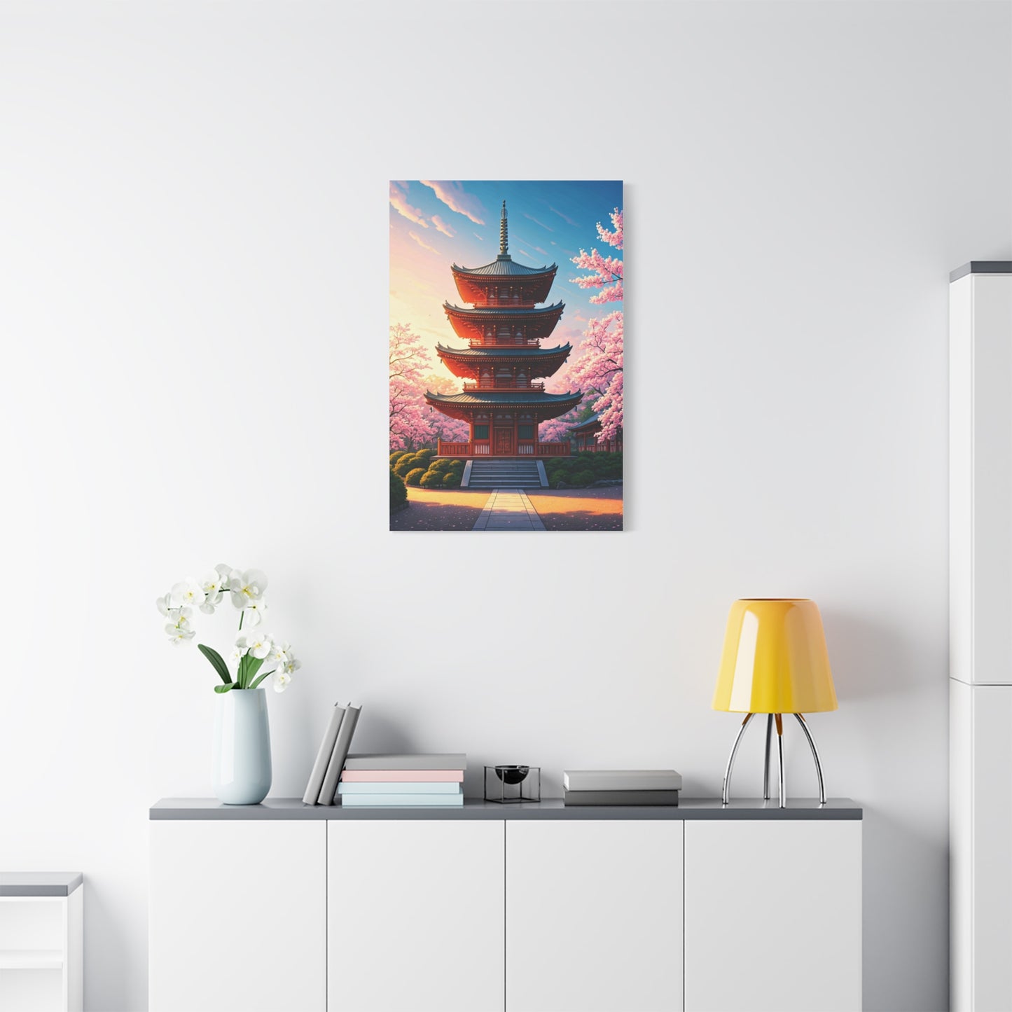 Traditional Pagoda Surrounded by Sakura Blossoms Wall Art & Canvas Prints
