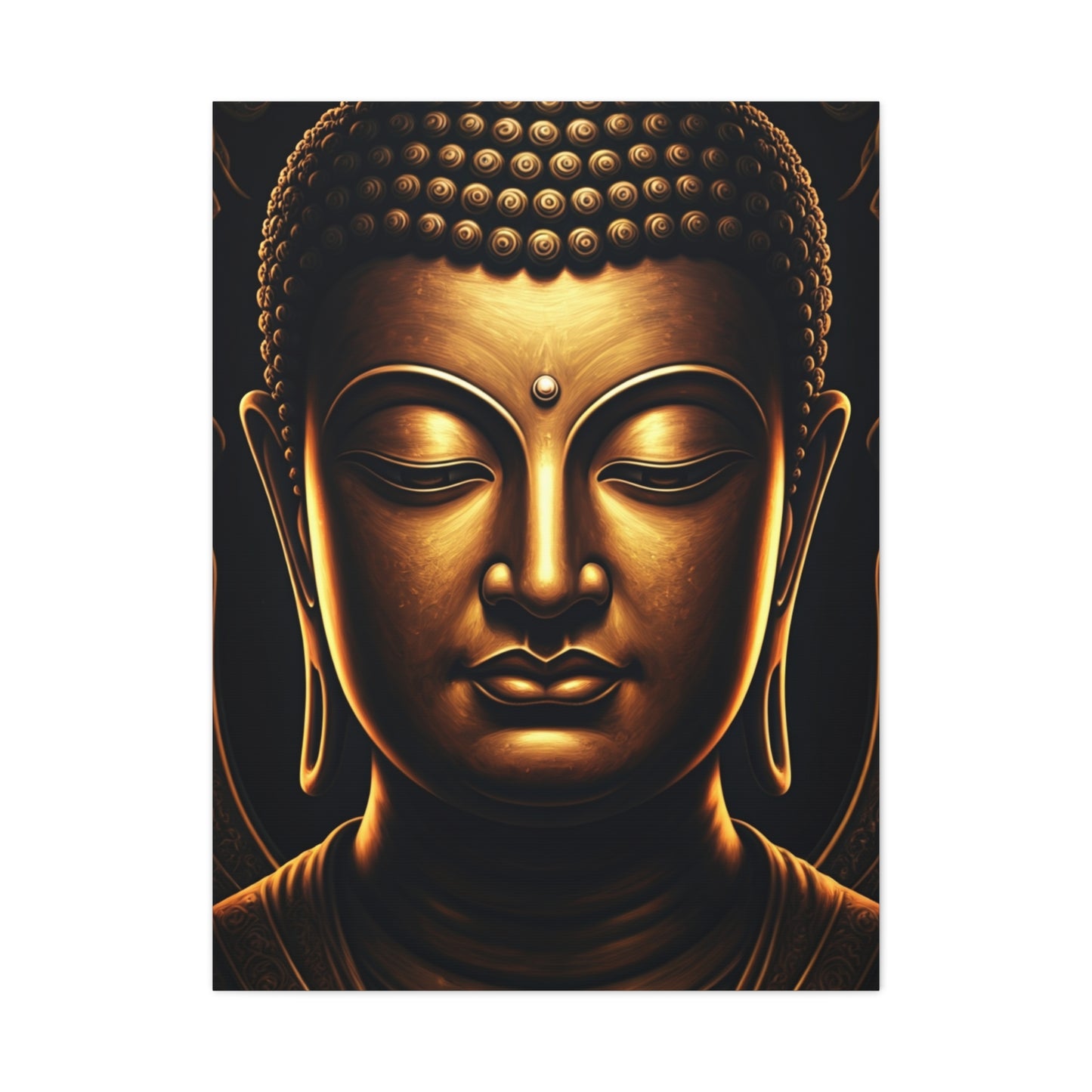Sacred Golden Calm Buddha Portrait Wall Art & Canvas Prints