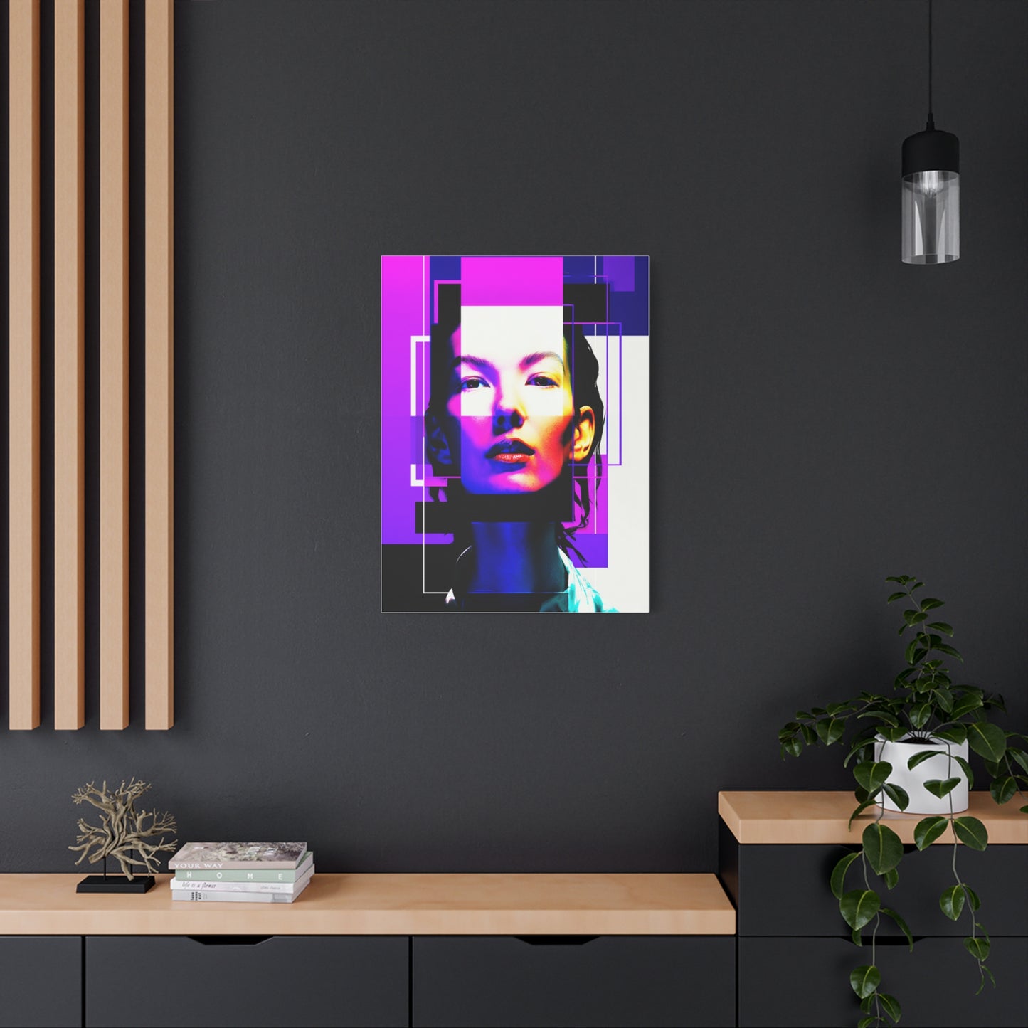 Neon Geometry Portrait Wall Art & Canvas Print