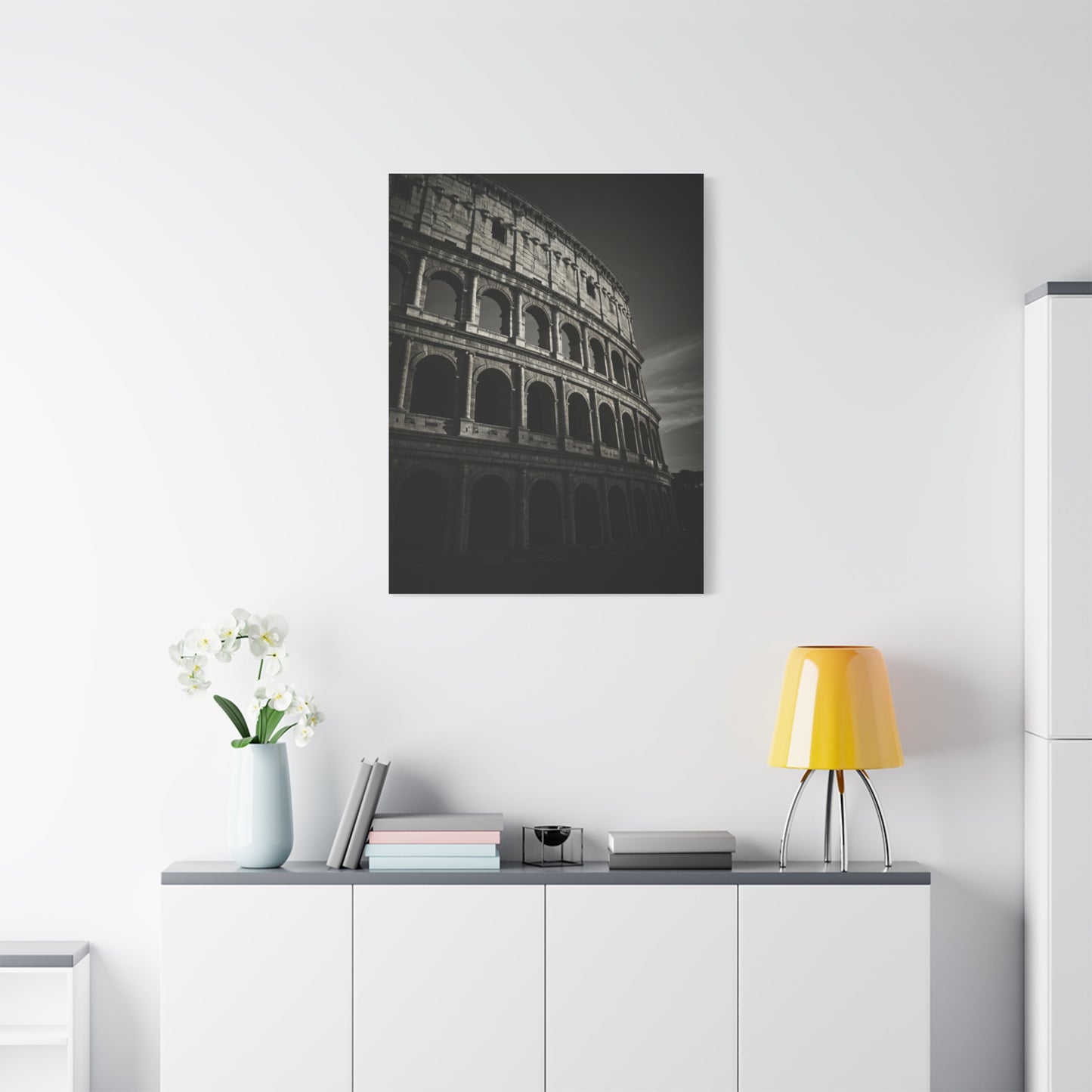 Roman Colosseum Architectural Black & White Wall Art & Canvas Print