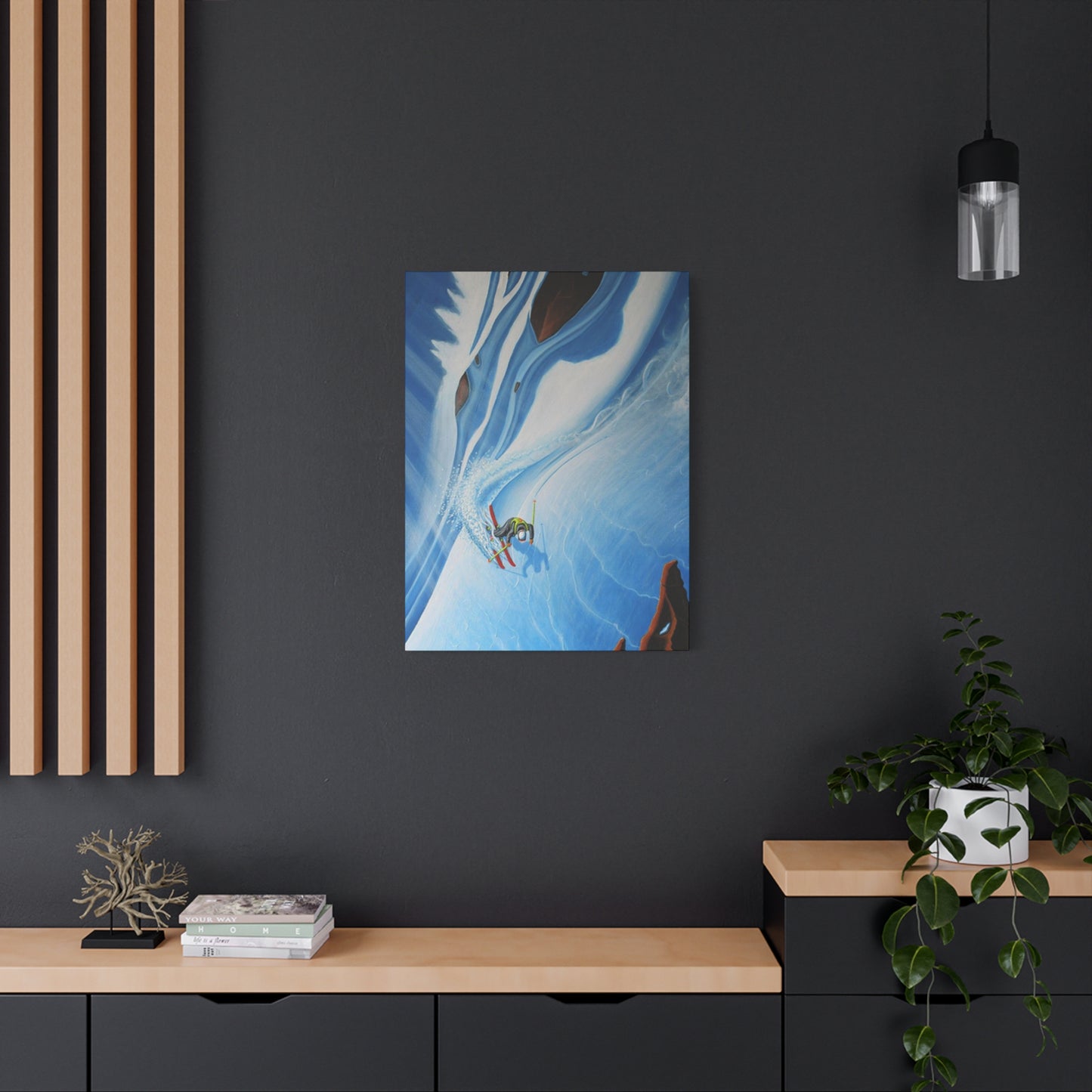 Skiing In Snowy Rocks Wall Art & Canvas Prints