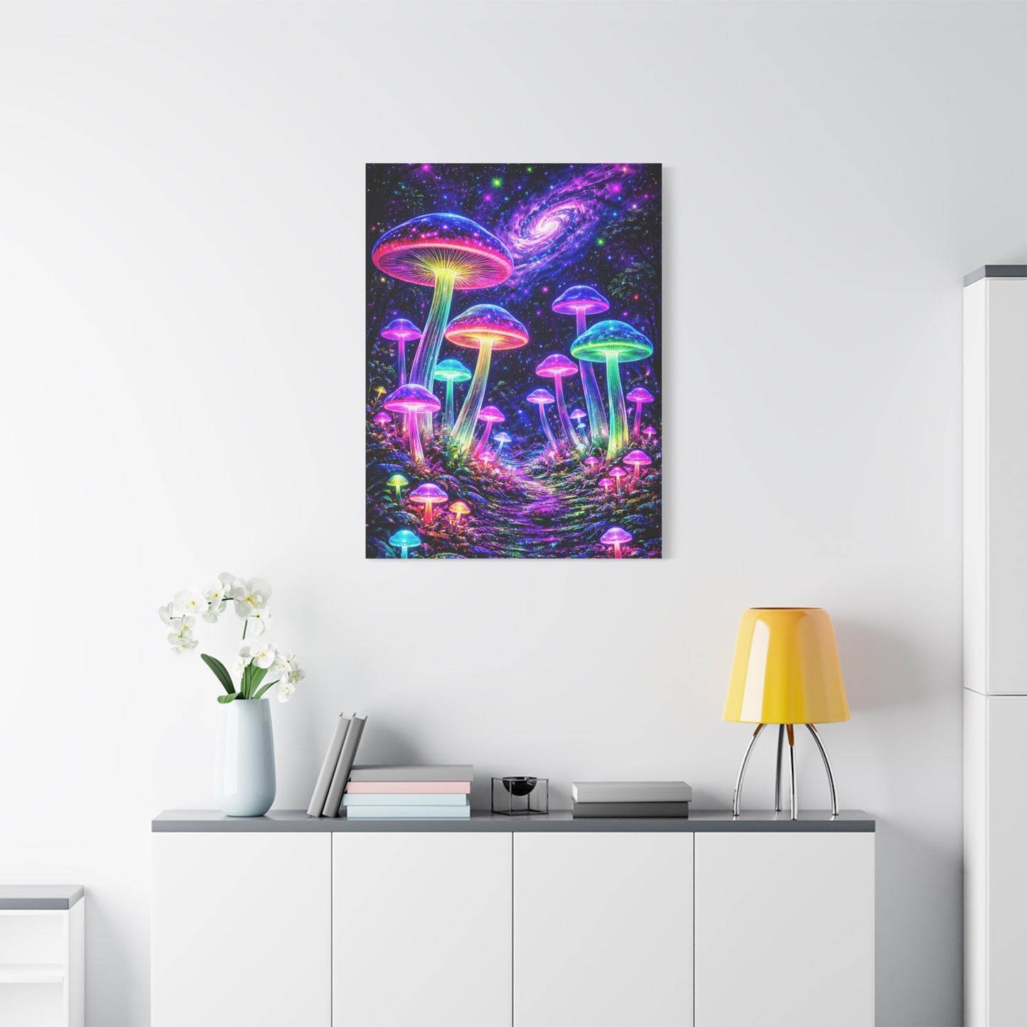UV-Reactive Psychedelic Mushroom Forest Wall Art & Canvas Print