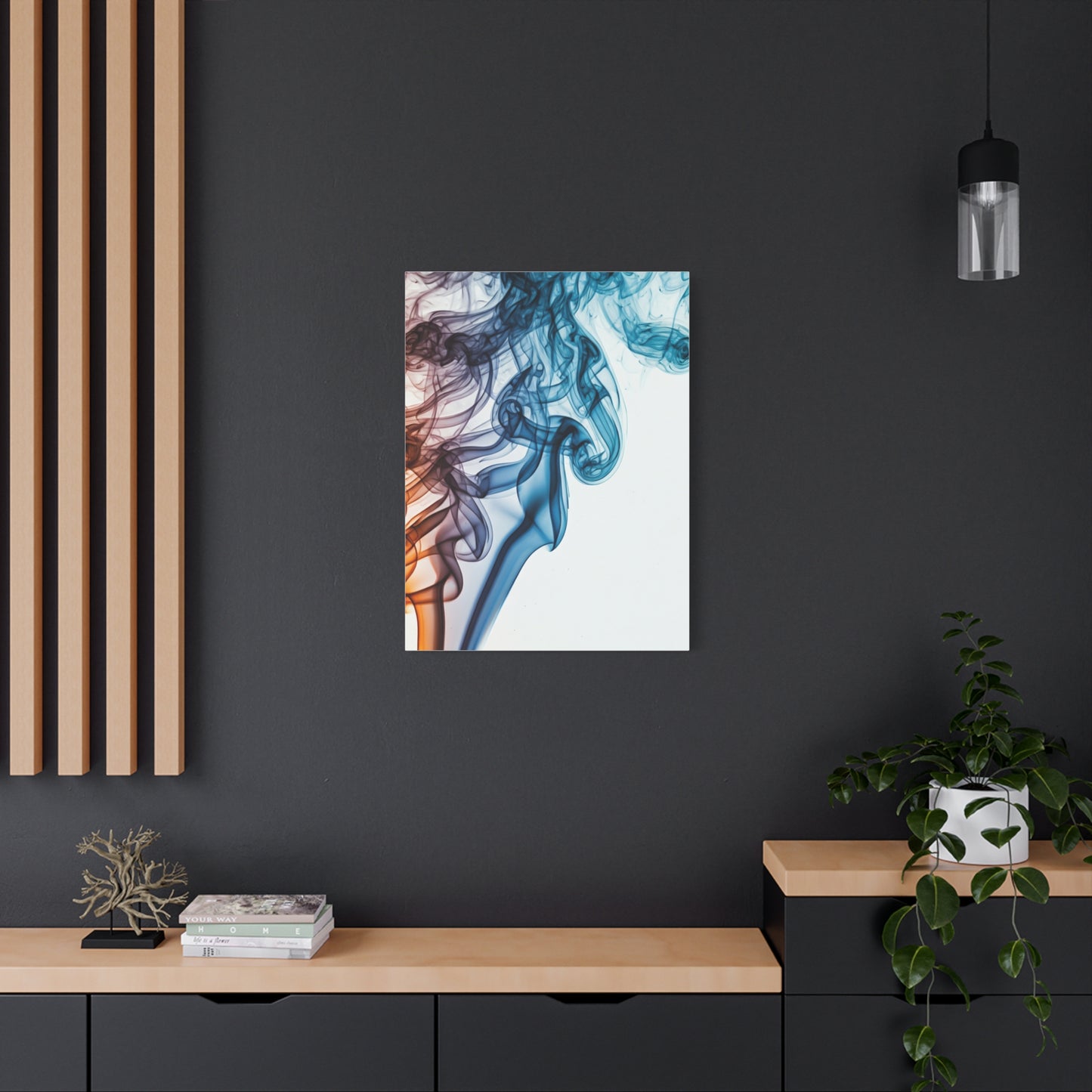 Blue and Amber Smoke Flow Abstract Wall Art & Canvas Prints