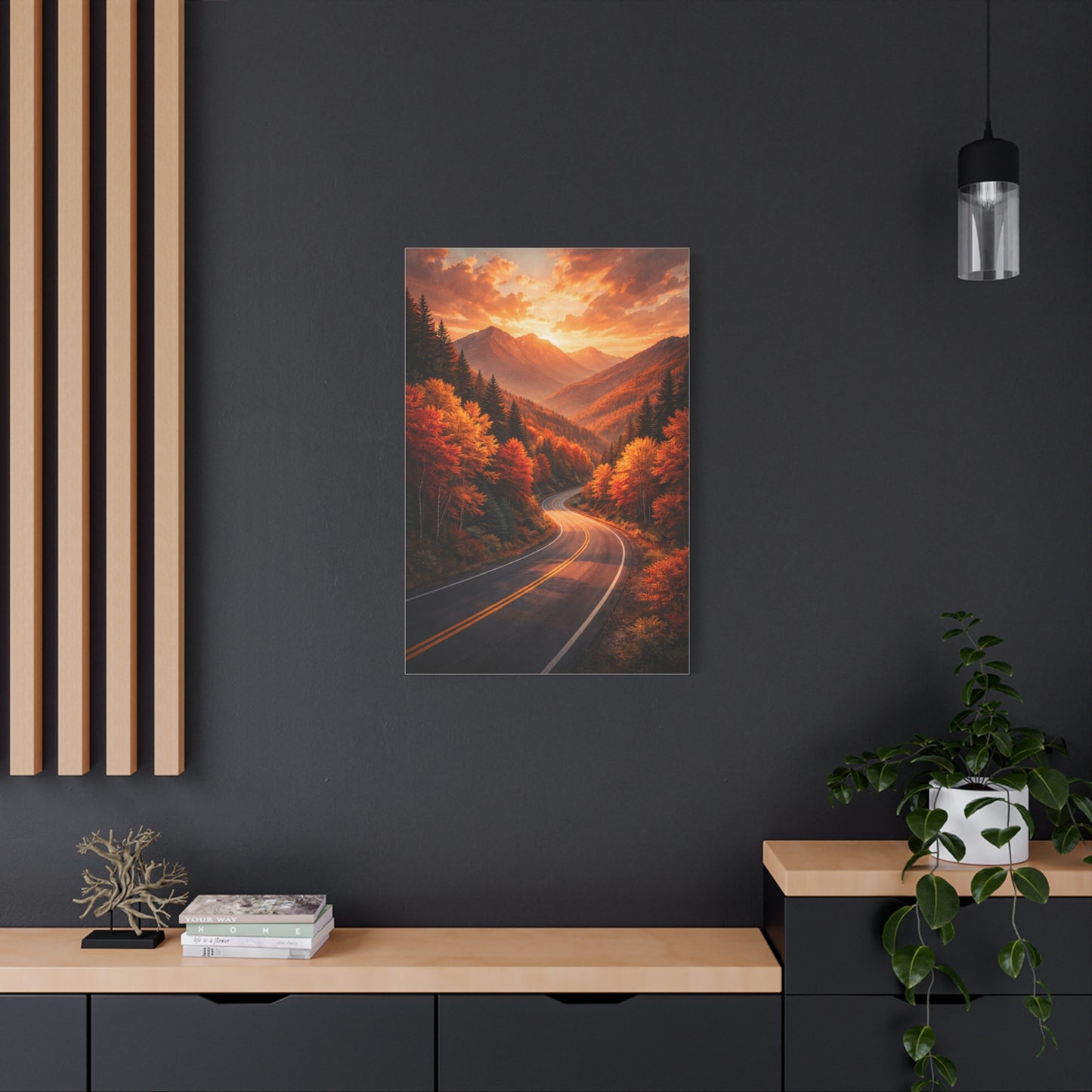 Autumn Mountain Road Landscape Wall Art & Canvas Print