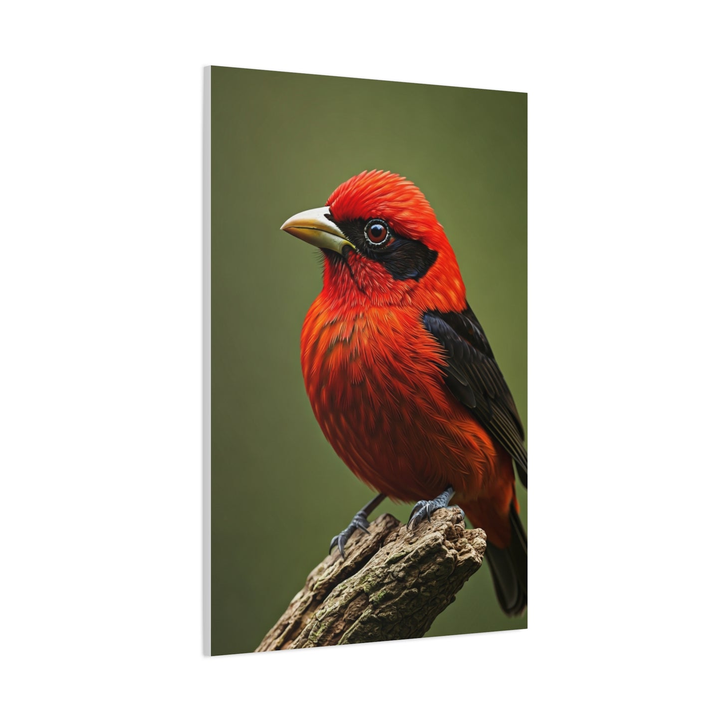 Scarlet Tanager Perched on Forest Branch Wall Art & Canvas Print