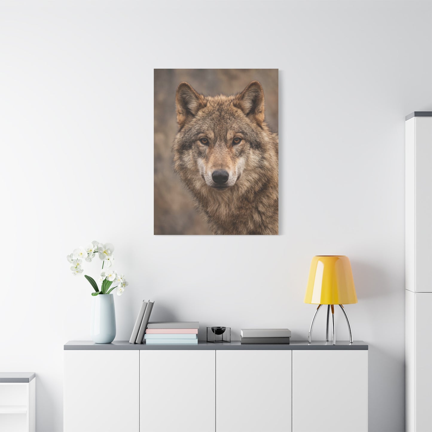 Natural Gray Wolf Close Portrait Wall Art & Canvas Print